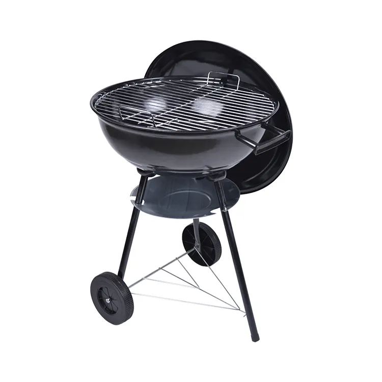 Campeggio all'aperto 14/17/18/22 pollici Barbecue portatile griglia a carbone viaggio due ruote treppiede bollitore Barbecue Barbecue Grill