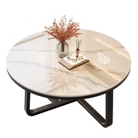 Table basse moderne et simple avec panneau en pierre de luxe léger – Ensemble de vente en gros pour petits appartements et locations de salons