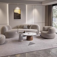 Canapé incurvé en tissu de laine d'agneau de luxe léger, table basse moderne simple, salon, salon de beauté, magasin de vêtements, populaire sur Internet