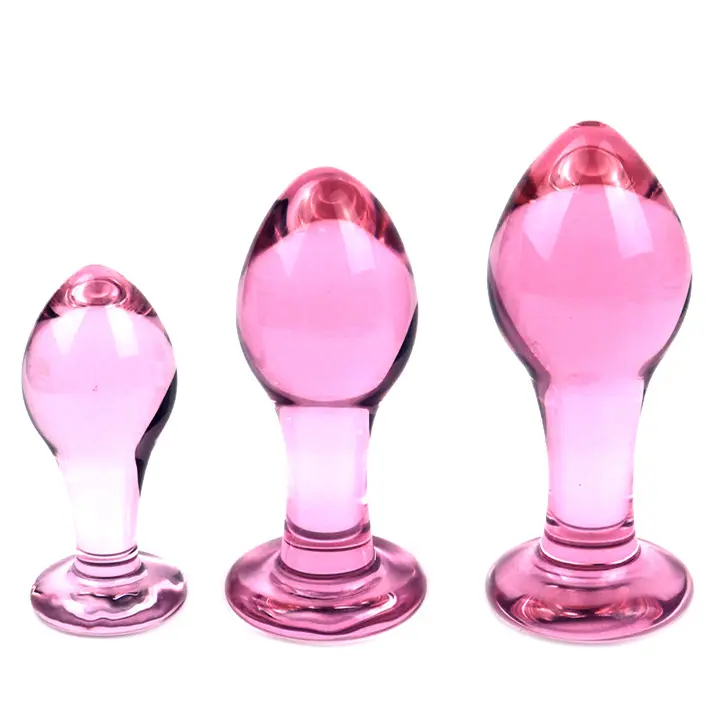 女性のためのホットな新製品高温耐性ピンク色ガラスアナルディルド