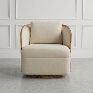Fauteuil pivotant rembourré de luxe moderne de haute qualité, fauteuil d'appoint en bois massif pour salon, vente en gros - Product Image 2