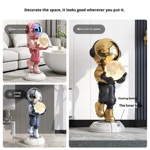 Estatua de Astronauta de Resina Grande con Altavoz Bluetooth y Lámpara Lunar de 3 Colores, Decoración Moderna Nórdica para el Hogar, Proyector de Luz Nocturna - Product Image 5