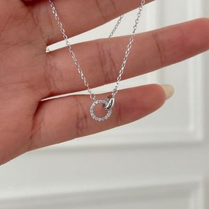 Dylam Fashion Fine Jewelry 925 Silver Link Chain <b>D</b> VVS1 Moissanite Stone Interlock Double Circle Pendant <b>Necklace</b> Jewellery - Product Image 5