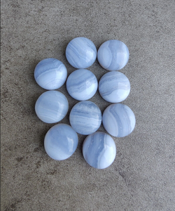 Cabujón de Ágata Azul Natural con Borde de Encaje, Redondo y Plano, Gema de Alta Calidad para Fabricación de Joyería DIY, Anillos, Colgantes y Collares - Product Image 3