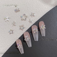Paso Sico Cross-border AB Crystal Five-pointed Star Nail Art Accessories DIY Hollow 3D Sparkly Nail Rhinestones Alloy Nail