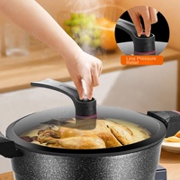 Marmite électrique facile à utiliser avec couvercle en verre trempé, en acier inoxydable, 4 L, contrôle numérique, prise américaine, usage domestique