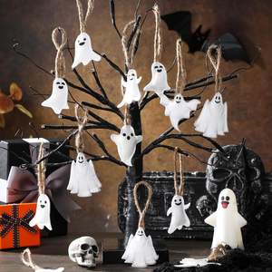 24 Uds. Adornos colgantes de fantasma de Halloween, adornos de árbol de Halloween de fieltro, decoración de fantasma blanco para decoración de fiesta - Product Image 6