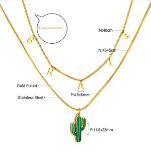 Collar con Colgante de Cactus de Acero Inoxidable para Mujer, Joyería de Moda, Estilo Doble Capa, Accesorio para Fiesta - Product Image 4