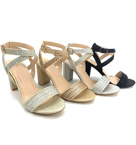 Nuovi tacchi estivi di medie dimensioni per donna con trapano chic e comodi sandali principessa con tacco basso a punta aperta - Product Image 1