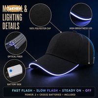 Casquette de baseball YACHEN à LED et fibres optiques, 100 % polyester, lumineuse, pour rave, hip-hop, concerts, clubs, scènes, festivals