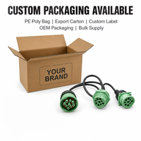 YMX-0051 كابل توصيل على شكل Y للسيارات بـ 9 دبابيس ونواة نحاسية 24 AWG من نوع J1939، معزول بالـ PVC، 300 فولت، موصل ذكر/أنثى