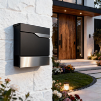 Boîte aux lettres murale en métal imperméable de grande capacité pour jardin extérieur