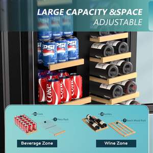 Vente en gros EUHOMY 24 pouces double zone boissons froides réfrigérateur refroidisseur de vin avec porte en verre contenir 21 bouteilles et <span class=keywords><strong>88</strong></span> canettes - Product Image 5