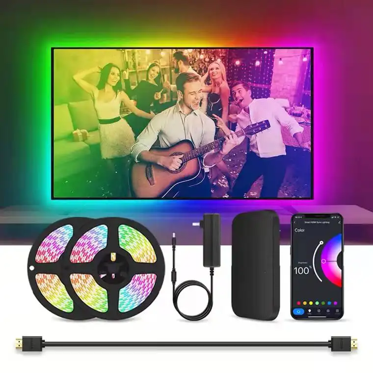 Strip Led Pixel untuk Tv, Bekerja dengan Alexa Google Assistant App Lampu Kontrol Lampu Latar Tv Led