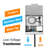 Transformadores de Bajo Voltaje para Iluminación de Jardines, 75W, Núcleo Toroidal, Temporizador Mecánico Integrado, 120V CA a 12/15V CA, Certificación ETL