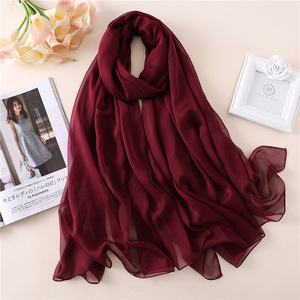 Moda liso Color sólido mujeres largo scaarf 180x110cm tamaño grande gasa seda manta <span class=keywords><strong>playa</strong></span> chal musulmán señora <span class=keywords><strong>pañuelos</strong></span> Hijab - Product Image 1