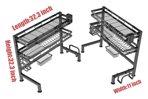 Organisateur d'articles ménagers à double niveau en acier inoxydable, égouttoir à vaisselle et à bols, support de séchage de la vaisselle sur l'évier pour la cuisine - Product Image 4