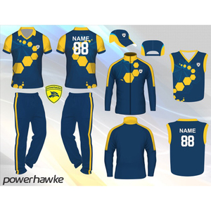 Powerhawke ชุดเสื้อเจอร์ซีย์เล่นคริกเก็ตแบบเต็มตัวพร้อมปกเสื้อจัมเปอร์และแจ็กเก็ตเครื่องแบบสีสวยสำหรับผู้เล่น - Product Image 2
