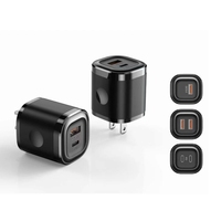 Adaptador de Corriente Mini de Carga Rápida PD de 20W con Doble Puerto A+C QC3.0, Cargador con Puertos Tipo-C y USB-A, Enchufe UK/US/EU para 15