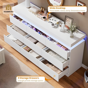 <span class=keywords><strong>Commode</strong></span> HarmTai avec station de charge intégrée, ports USB, lumière LED RGB, 9 tiroirs, armoire de rangement - Product Image 3