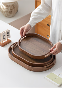 Vassoio <span class=keywords><strong>in</strong></span> legno personalizzato con venature del legno naturale per tè, snack e conservazione domestica, vassoio <span class=keywords><strong>in</strong></span> legno con manico, vassoio <span class=keywords><strong>in</strong></span> legno ellittico. - Product Image 5