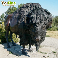 Sculpture de buffle en bronze, statue d'animal en métal grandeur nature YOUFINE