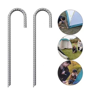 Accessoire de camping en plein air, petits piquets de tente en métal galvanisé résistant à la rouille, robustes, avec <span class=keywords><strong>crochet</strong></span> en J - Product Image 5