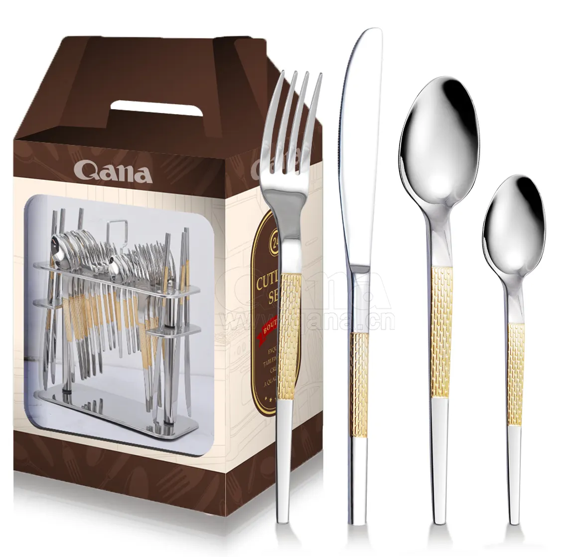 QANA Factory Wholesale OEM China Manufacturer Dinner Party Luxury Cutlery Set Stainless Steel Flatware Tableware knife and fork