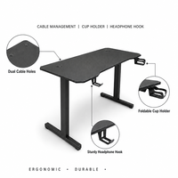 Bureau de jeu noir ergonomique pour PC gamer avec gestion des câbles pour configuration e-sport, fourni par le fabricant