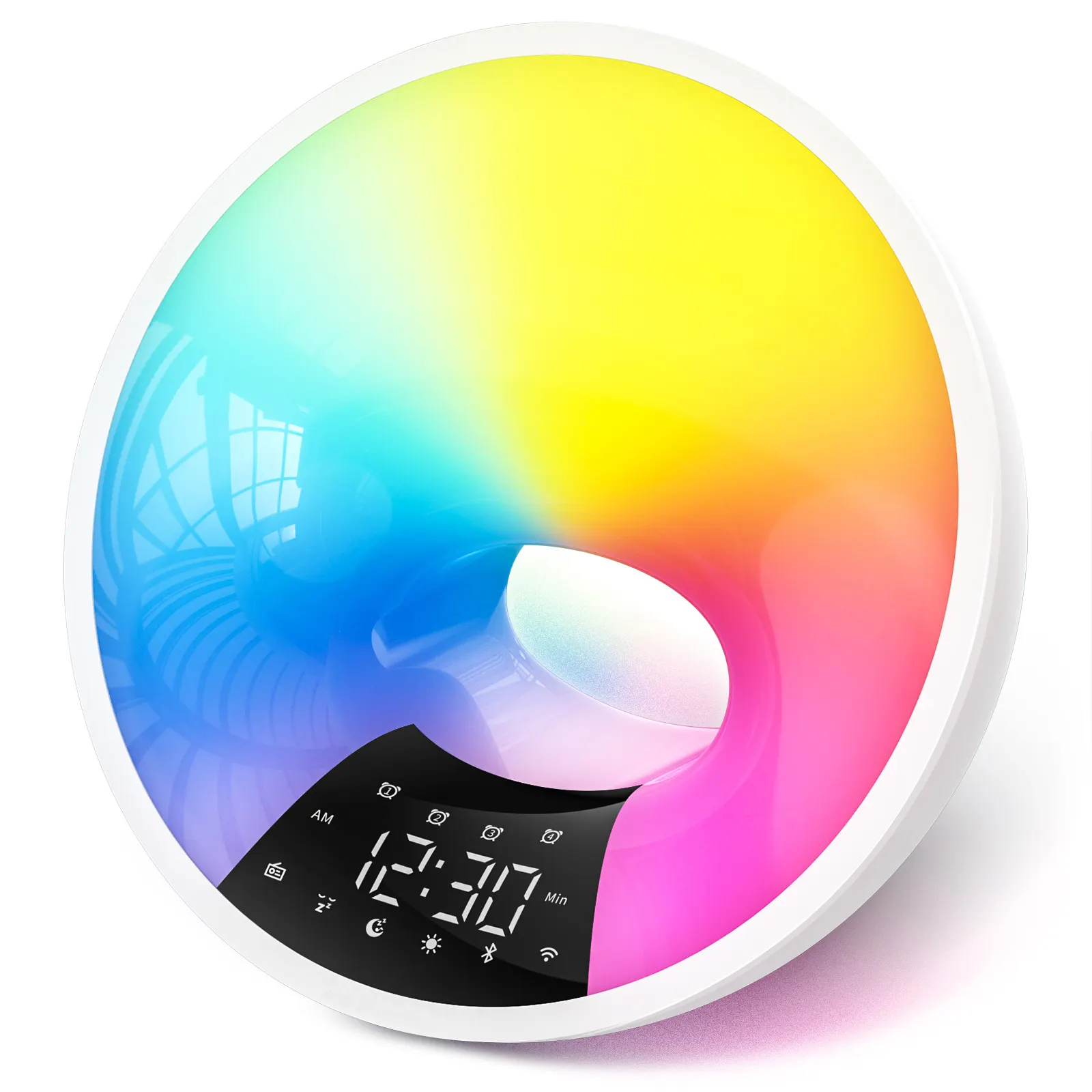 Smart APP Bluetooth Alarm Clock White Noise Machine Simulate Sunrise and Sunset Colorful Wake Up Light