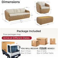 Ensemble de conversation en rotin PE pour l'extérieur 360 °   Ensemble de canapés en rotin pivotants pour patio, idéal pour jardin, villa, bord de piscine