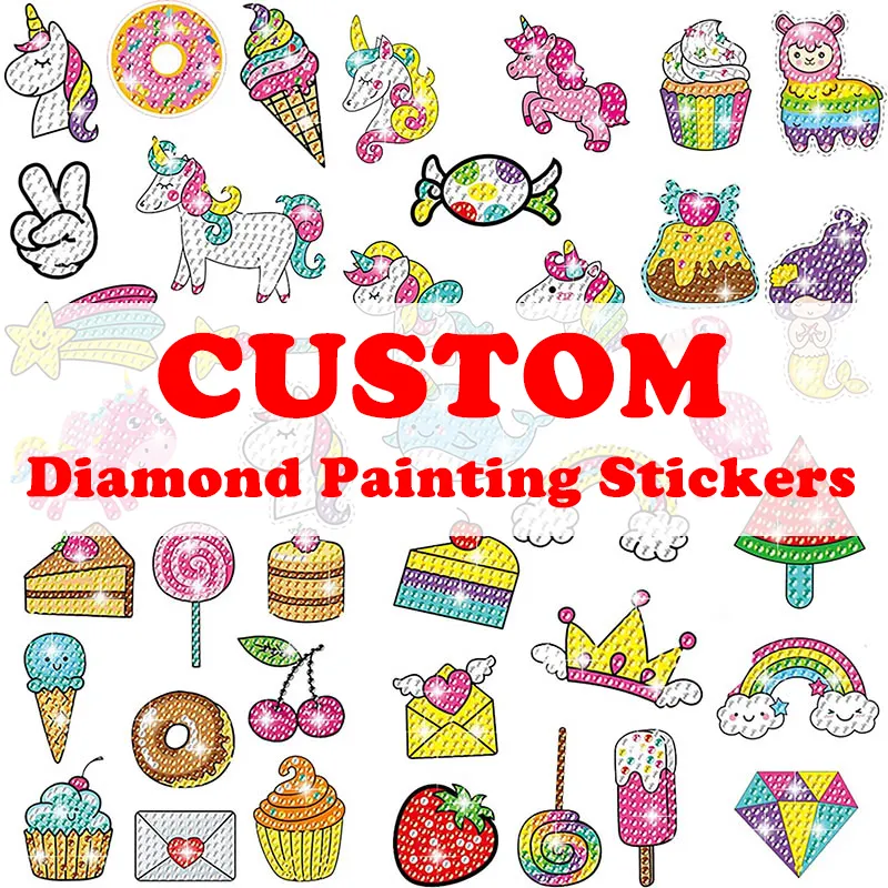 Custom DIY Diamond Painting Sticker Kits for Kids Beginners Teens Diamond Art Mosaic Stickers by Numbers Kits for Children