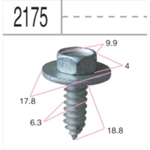 Hexagon Head Tapping Screw 6.3x18.8mm With <b>Washer</b> Metric Right Hand Phillips Drive For Metal BMW BY2173 - Product Image 1