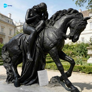 Patung Lady Godiva dari Marmer Putih Ukuran Asli, Gadis Seksi dengan Patung Kuda - Product Image 6