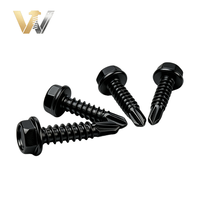 Vis autoperceuses en acier inoxydable 410 Wanlida avec tête hexagonale et rondelle, plaquées zinc noir, pour tôles métalliques