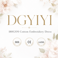Robe midi en coton 180 GSM pour femme, décontractée, de soirée, brodée, taille empire, coupe trapèze, motif floral, confortable, logo personnalisé, OEM ODM, tailles XS-5XL