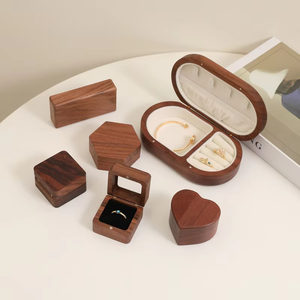 Wholesale Custom <b>Black</b> Walnut Wooden Ring <b>Box</b> with Window Luxury Jewellery Packaging <b>Box</b> for Wedding Engagement Proposal - Product Image 6