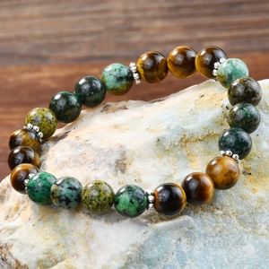 Braccialetto Unisex con Perline di Occhio di Tigre e Turchese Africano, Migliora la Fiducia in Sé Stessi e il Coraggio per Uomini e Donne - Product Image 3