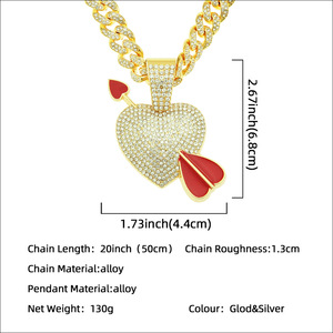 Hot Selling Personalized Innovative Hiphop an Arrow Piercing The Heart Pendant Necklace Alloy Men's Necklace Wholesale Jewelry - Product Image 4