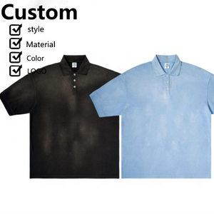 T-shirt unisexe en coton pur 230g à manches courtes délavé à l'acide, T-shirt pour homme couleur délavée en gros, style épaules tombantes. - Product Image 1