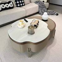 Table basse créative arrondie avec pieds chromés pour la maison et le salon