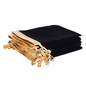 China Manufacturer Cheap Price Customized Black Soft Velvet Pouches With <b>Drawstrings</b> for Jewelry Wedding Candy Bags - Product Image 1