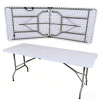 Table de camping pliable en acier inoxydable et HDPE, mobilier d'extérieur pour le camping et la cuisine