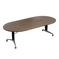 Table de conférence pliante en bambou Mekia, design moderne et minimaliste, mobile, 10 places, pour bureau, salle de réunion, extérieur