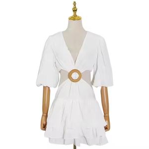 Nuevo Vestido Elegante de Primavera con Logotipo Personalizado, Manga Abullonada, Cuello en V, Mini Vestido Sexy Informal de Verano para Mujer - Product Image 5