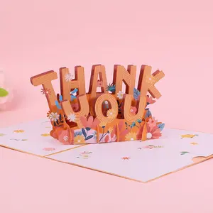 ユニークなデザインのホットセール3Dポップアップペーパーポップアップかわいい動物お誕生日おめでとうパーティーありがとうグリーティングギフトカード