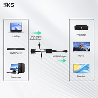 Adaptador HDMI Hembra a VGA Macho con Audio, Carcasa de ABS, Cable Convertidor de Video para Laptop, PC, TV, Proyector