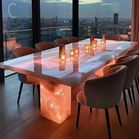Table de conférence et chaises lumineuses en pierre d'onyx de jade LED mobilier de salle de réunion bureau