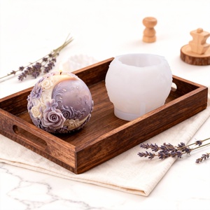 Molde de silicona con aroma a flor de luna morada, molde DIY 3D de flor de luna esférica para difusor, molde de silicona para hornear pasteles - Product Image 2