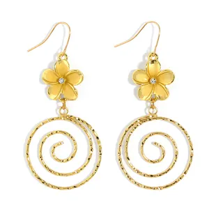 Hawaiian holiday bright small yellow flower bridal jewellery dubai jewelry sets jewellery drop earrings women